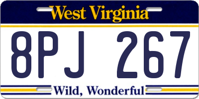 WV license plate 8PJ267