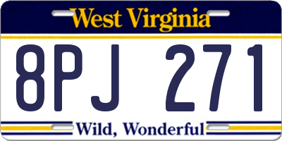 WV license plate 8PJ271