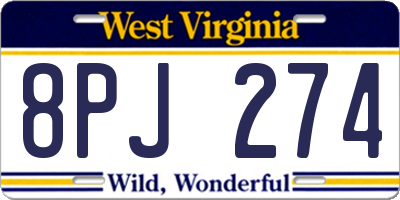 WV license plate 8PJ274