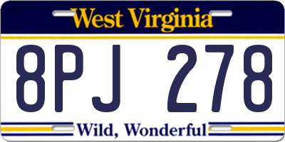 WV license plate 8PJ278