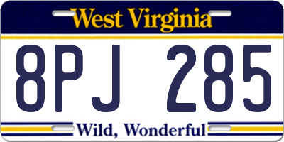 WV license plate 8PJ285