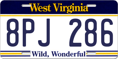 WV license plate 8PJ286