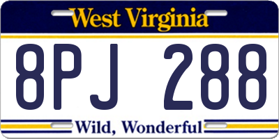 WV license plate 8PJ288