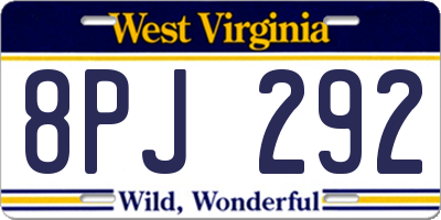 WV license plate 8PJ292
