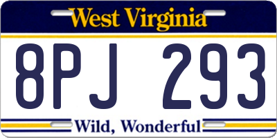 WV license plate 8PJ293