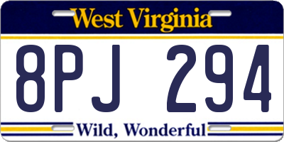 WV license plate 8PJ294