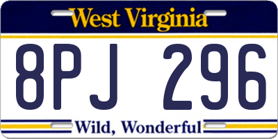 WV license plate 8PJ296