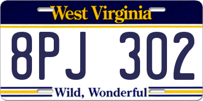 WV license plate 8PJ302