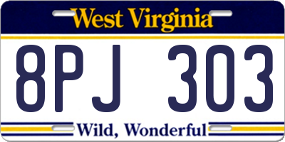 WV license plate 8PJ303