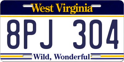 WV license plate 8PJ304