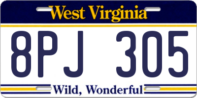 WV license plate 8PJ305