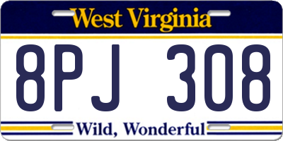 WV license plate 8PJ308