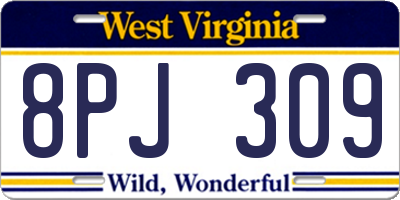 WV license plate 8PJ309