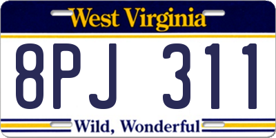 WV license plate 8PJ311