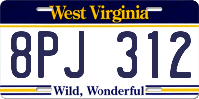 WV license plate 8PJ312