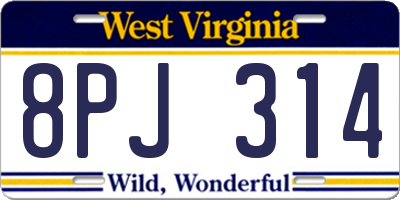 WV license plate 8PJ314