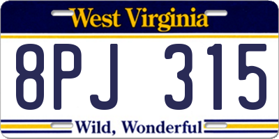 WV license plate 8PJ315