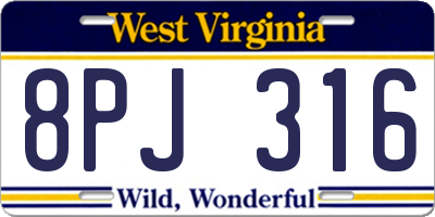 WV license plate 8PJ316