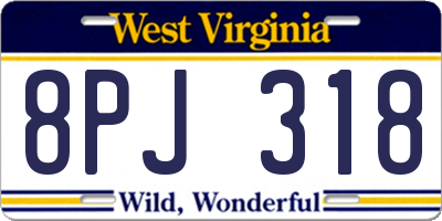 WV license plate 8PJ318