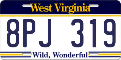 WV license plate 8PJ319