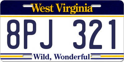 WV license plate 8PJ321