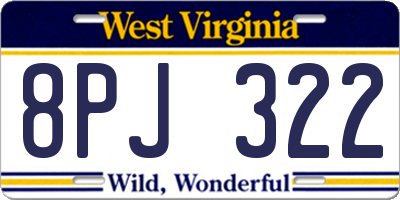 WV license plate 8PJ322