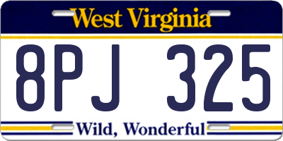 WV license plate 8PJ325