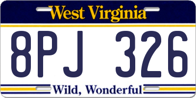 WV license plate 8PJ326
