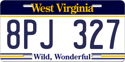 WV license plate 8PJ327