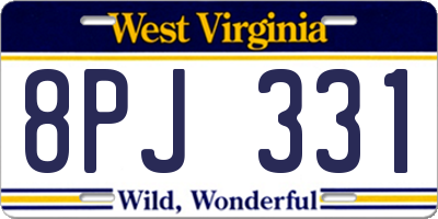 WV license plate 8PJ331