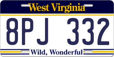 WV license plate 8PJ332