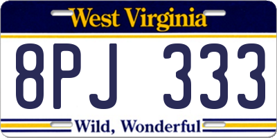 WV license plate 8PJ333