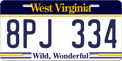 WV license plate 8PJ334