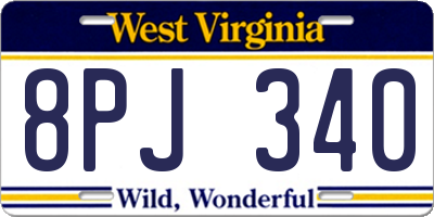 WV license plate 8PJ340