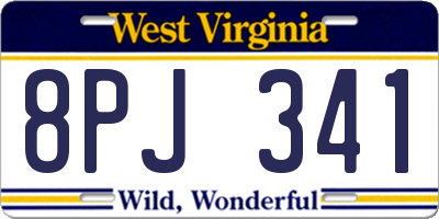WV license plate 8PJ341