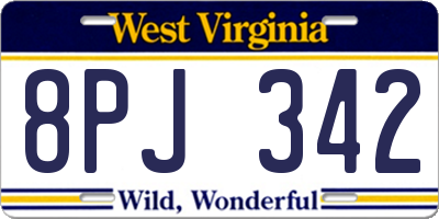 WV license plate 8PJ342