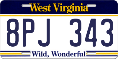 WV license plate 8PJ343
