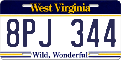 WV license plate 8PJ344