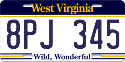 WV license plate 8PJ345