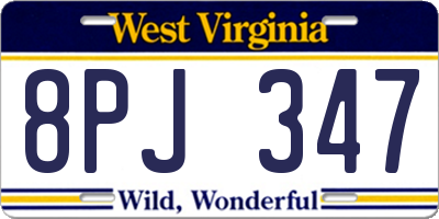WV license plate 8PJ347