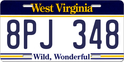 WV license plate 8PJ348