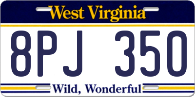 WV license plate 8PJ350