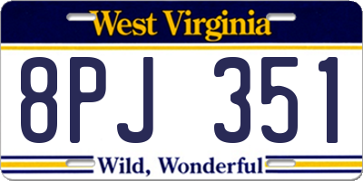 WV license plate 8PJ351