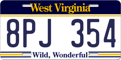 WV license plate 8PJ354