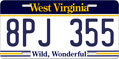 WV license plate 8PJ355