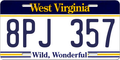 WV license plate 8PJ357