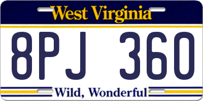 WV license plate 8PJ360