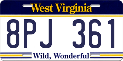 WV license plate 8PJ361
