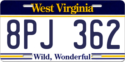WV license plate 8PJ362