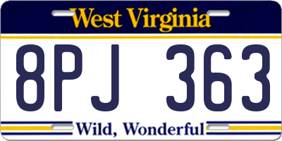 WV license plate 8PJ363
